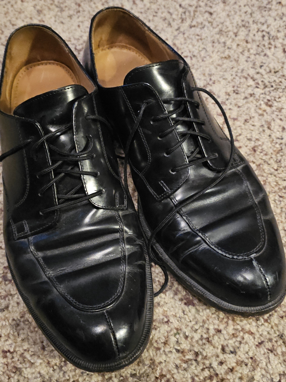 Cole Haan Black Leather Lace-Up Oxfords